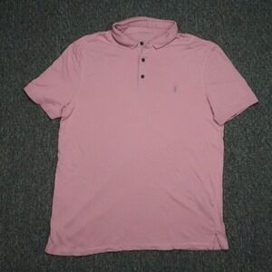 AllSaints Shirt Mens XXL Pink Vidal SS Polo Lightweight Short‎ Sleeve 2XL